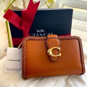 Coach Tabby Medium Wallet with Braid in Burnished Amber Smooth Leather NWT